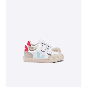 White/Beige Kids' Veja V-12 LEATHER Sneakers | AU 878LIS